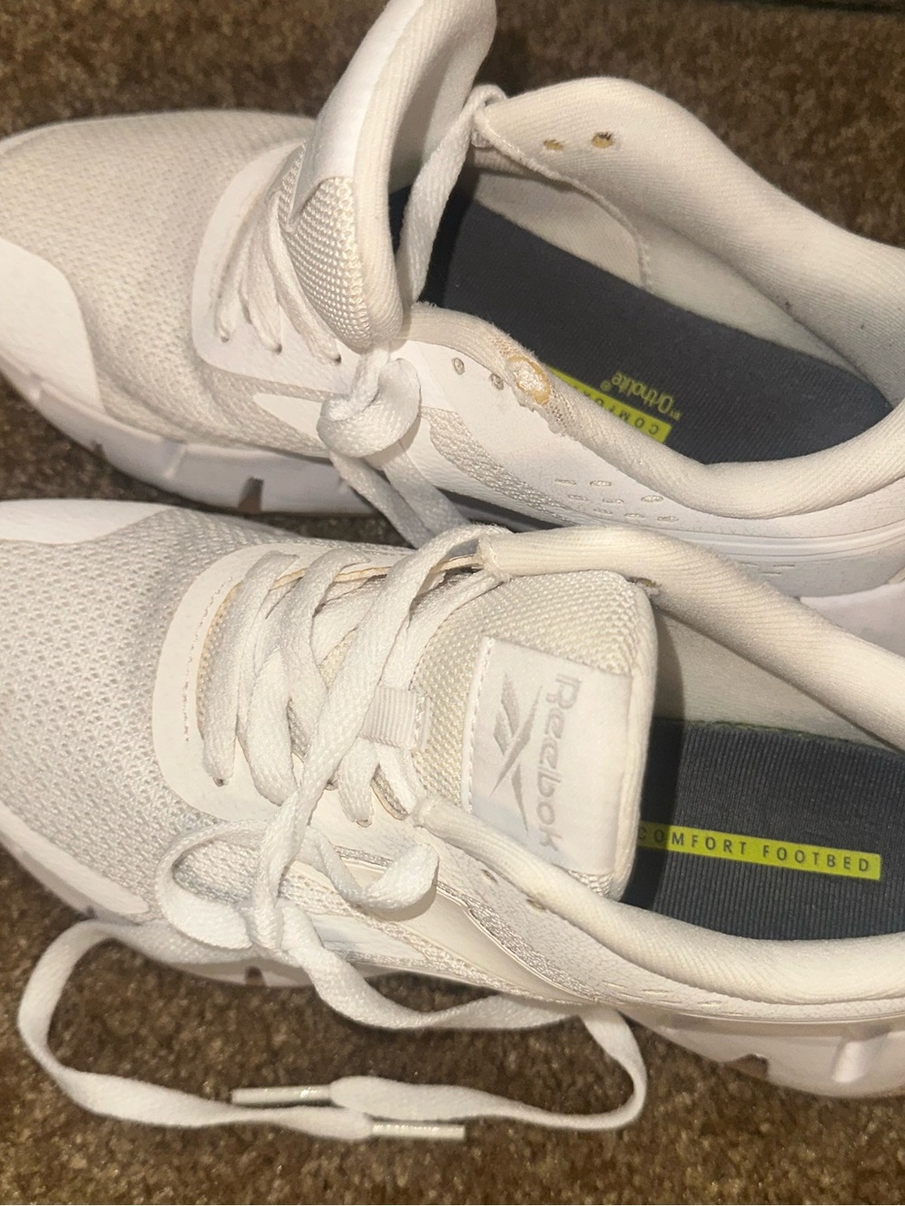 Reebok White Sneakers with Gum Heel Detail